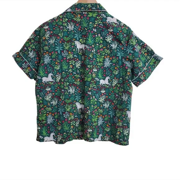 PrintFresh Pajama Top M Unicorn's Garden Juniper Organic Cotton Short Sleeve - Picture 3 of 13